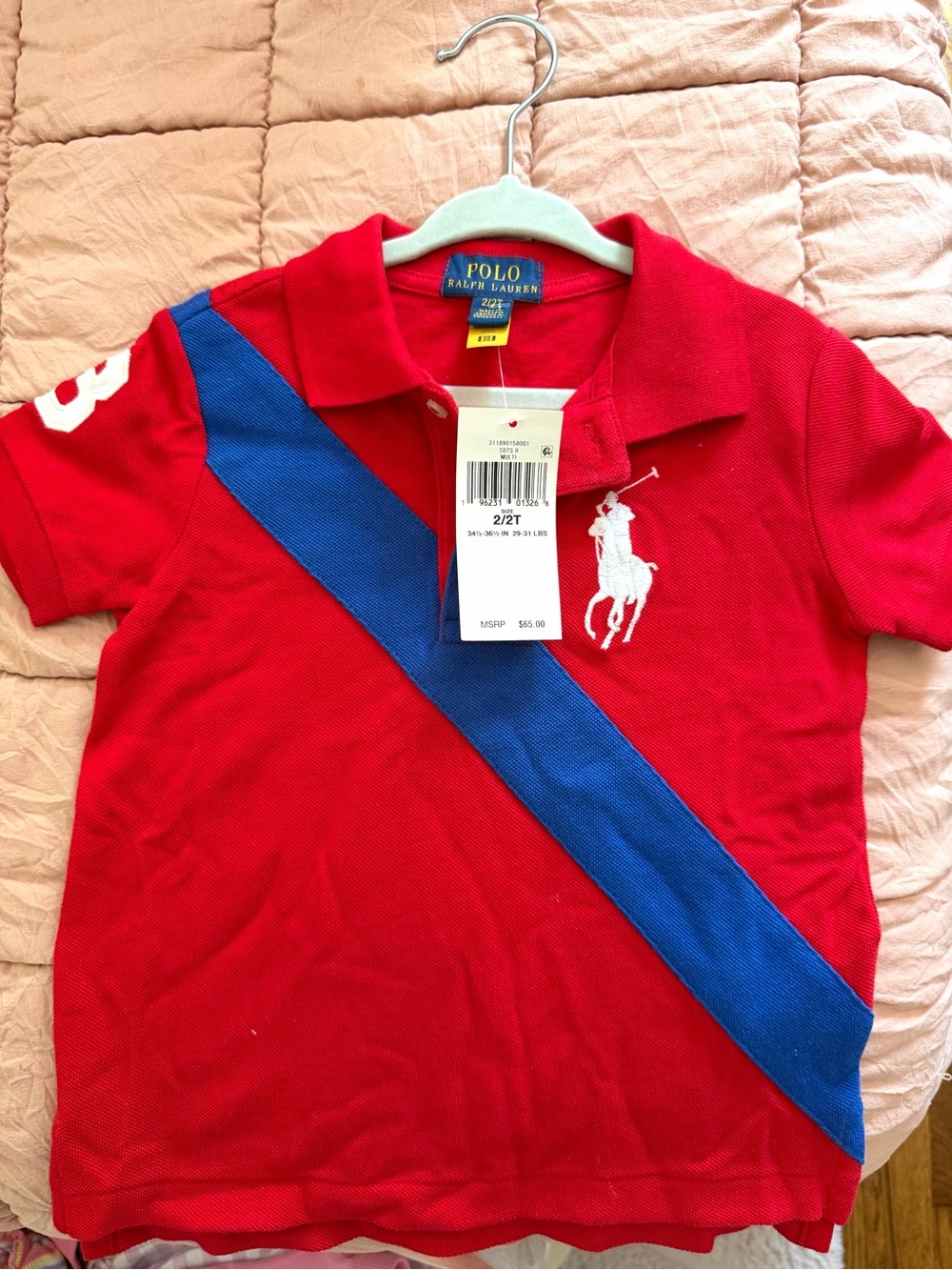 Polo by Ralph Lauren Red Polo with Blue Diagonal Stripe